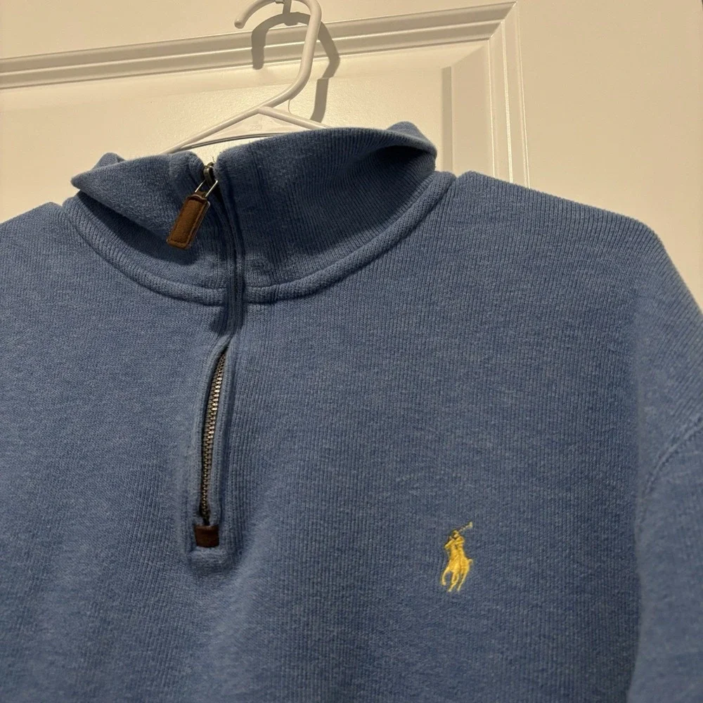 Polo Ralph Lauren Vintage Men's 1/4 Zip Sweater Size XL Knit Pullover Blue‎